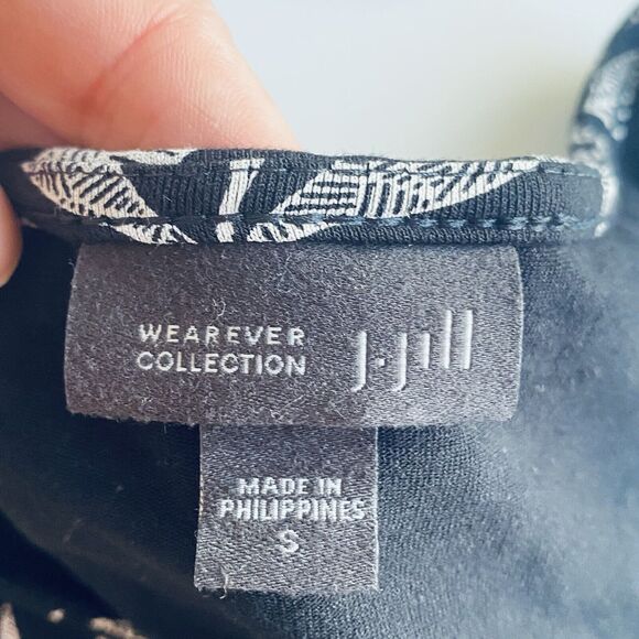 J. Jill Dress Size Small Black Palm Leaf Pattern Sleeveless Midi Lagenlook - Picture 6 of 8